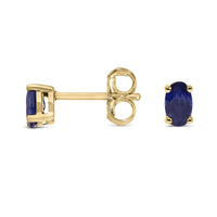 14K Gold Oval Cut Gemstone Birthstone 5x3 mm Stud Earrings