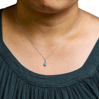 10K White Gold 5x3mm Gemstone and Diamond Accent Halo Pear Shape 18