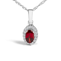 10K White Gold 5x3mm Gemstone and Diamond Accent Halo Oval Shape 18