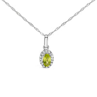 10K White Gold 5x3mm Gemstone and Diamond Accent Halo Oval Shape 18