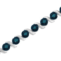 .925 Sterling Silver 1.0 Cttw Diamond Spiral Wave Curved-Link 7