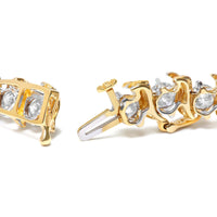 14K Yellow Gold 10.0 Cttw 2-Prong Set Round Cut Diamond S-Link Bracelet (J-K Color, SI2-I1 Clarity) -7.5