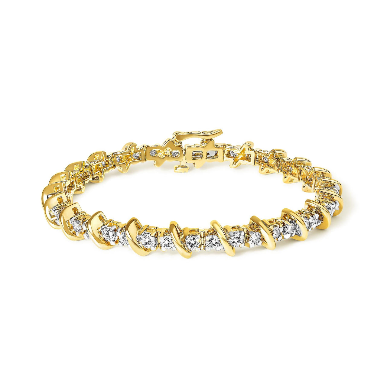 14K Yellow Gold 3.0 Cttw Diamond S Link Bracelet