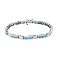 14K White Gold 6 1/3 Cttw White and Treated Blue Diamond Tennis Bracelet (H-I Color, SI1-SI2 Clarity) - 7.25