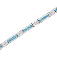 14K White Gold 6 1/3 Cttw White and Treated Blue Diamond Tennis Bracelet (H-I Color, SI1-SI2 Clarity) - 7.25