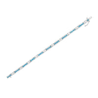 14K White Gold 6 1/3 Cttw White and Treated Blue Diamond Tennis Bracelet (H-I Color, SI1-SI2 Clarity) - 7.25