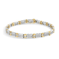 14k Two-Tone 2.00 Cttw Round-Cut and Baguette-Cut Diamond Bar Link 7