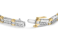14k Two-Tone 2.00 Cttw Round-Cut and Baguette-Cut Diamond Bar Link 7