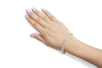 14K Yellow Gold 4.00 Cttw Diamond Woven Composite Cluster and S-Link Bracelet (I-J Color, I1-I2 Clarity) - 7