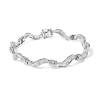 14K White Gold 2.00 Cttw Baguette-Cut Spiral Link 7