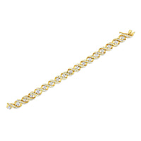 14K Yellow and White Gold 3.0 Cttw Round and Baguette-Cut Diamond Infinity Swirl Link Bracelet (H-I Color, I2-I3 Clarity) - 7