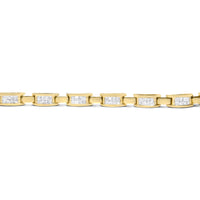 10K Yellow Gold 2.0 Cttw Invisible-Set Princess Cut Diamond Rectangular Link Bracelet (I-J Color, SI2-I1 Clarity) - 7