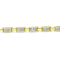 10K Yellow Gold 2.0 Cttw Invisible-Set Princess Cut Diamond Rectangular Link Bracelet (I-J Color, SI2-I1 Clarity) - 7