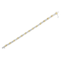 Two-Tone 10K Yellow Gold over .925 Sterling Silver 1.0 Cttw Diamond Channel Set Tapered & X-Link 7