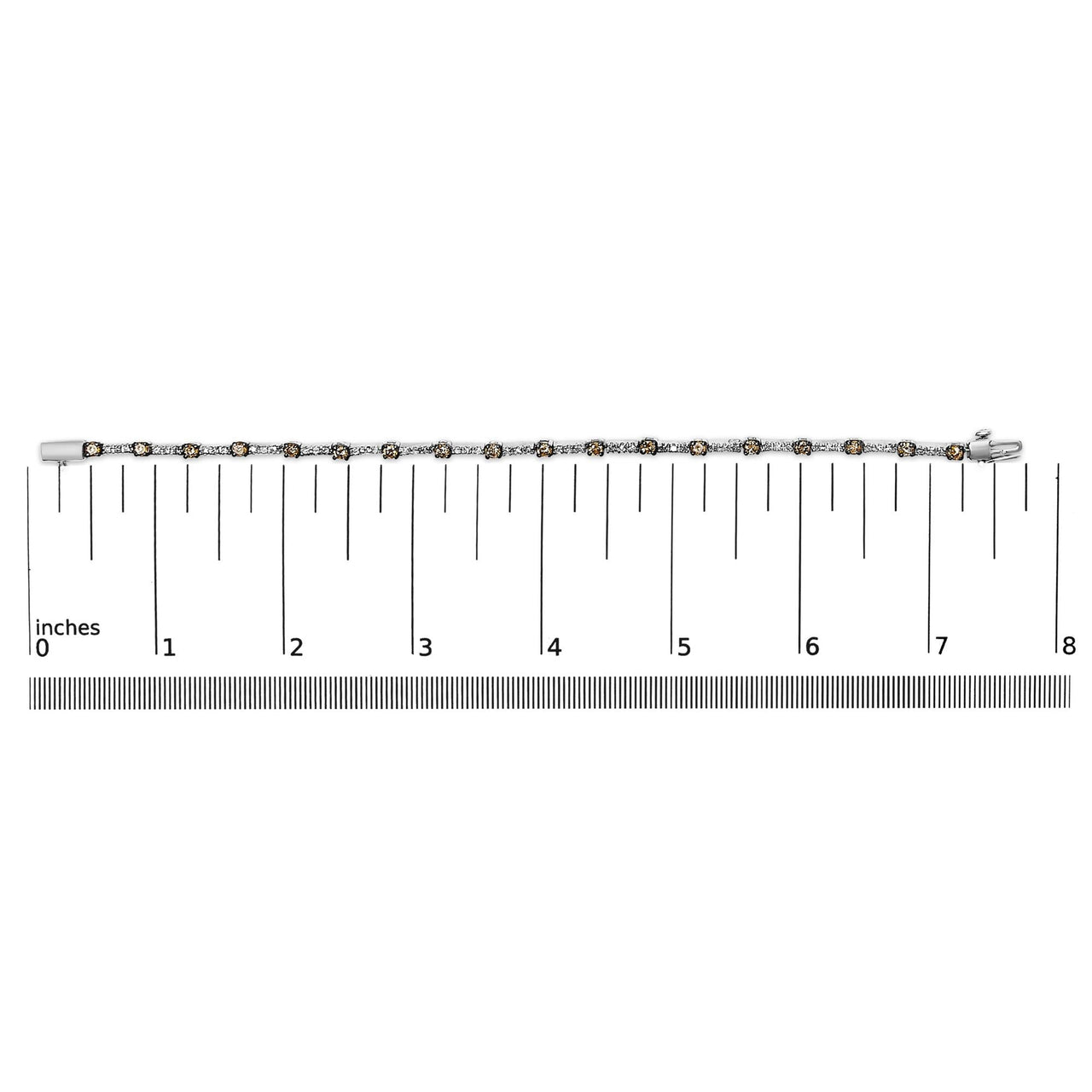 14k White Gold 2 1/4 Cttw Champagne Diamond Bar Link 7" Bracelet (Champagne Color, I1-I2 Clarity)