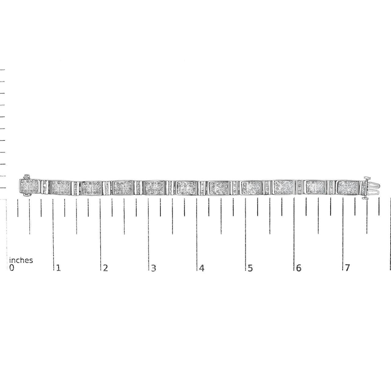 14K White Gold 7.0 Cttw Princess Cut Diamond 7" Alternating Vertical and Horizontal Rectangular Link Tennis Bracelet (H-I Color, SI2-I1 Clarity)