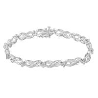 .925 Sterling Silver 1/4 cttw Prong Set Rose-Cut Diamond Infinity Link Tennis Bracelet (I-J Color, I2-I3 Clarity) - Size 7