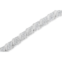 .925 Sterling Silver 2.0 cttw Diamond Double Wrap S Curve Link Bracelet (I-J Color, I3 Clarity) -7.25