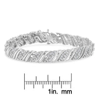 .925 Sterling Silver 2.0 cttw Diamond Double Wrap S Curve Link Bracelet (I-J Color, I3 Clarity) -7.25