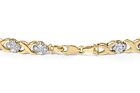 10K Yellow Gold over .925 Sterling Silver 1.0 Cttw Diamond Cluster X Link Tennis Link Bracelet (H-I Color, I3 Clarity) - 7