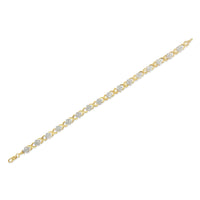 10K Yellow Gold over .925 Sterling Silver 1.0 Cttw Diamond Cluster X Link Tennis Link Bracelet (H-I Color, I3 Clarity) - 7
