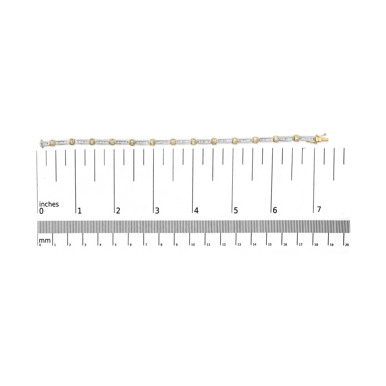 14K Yellow Gold 1.00 Cttw Baguette Diamond Channel Link Bracelet