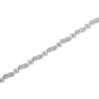 .925 Sterling Silver 1/2 Cttw Diamond Contoured Double Wave Link 7