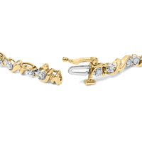 .925 Sterling Silver 1/2 Cttw Diamond Contoured Double Wave Link 7