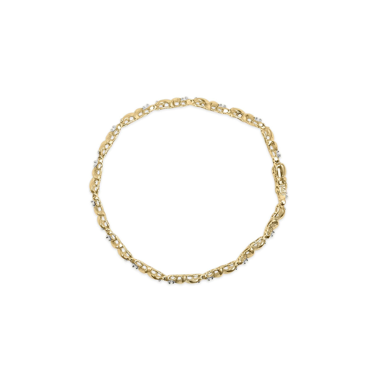 .925 Sterling Silver 1/2 Cttw Diamond Contoured Double Wave Link 7" Tennis Bracelet (I-J Color, I3 Clarity)