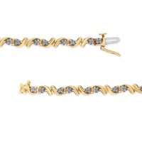 .925 Sterling Silver 1/2 Cttw Diamond Contoured Double Wave Link 7