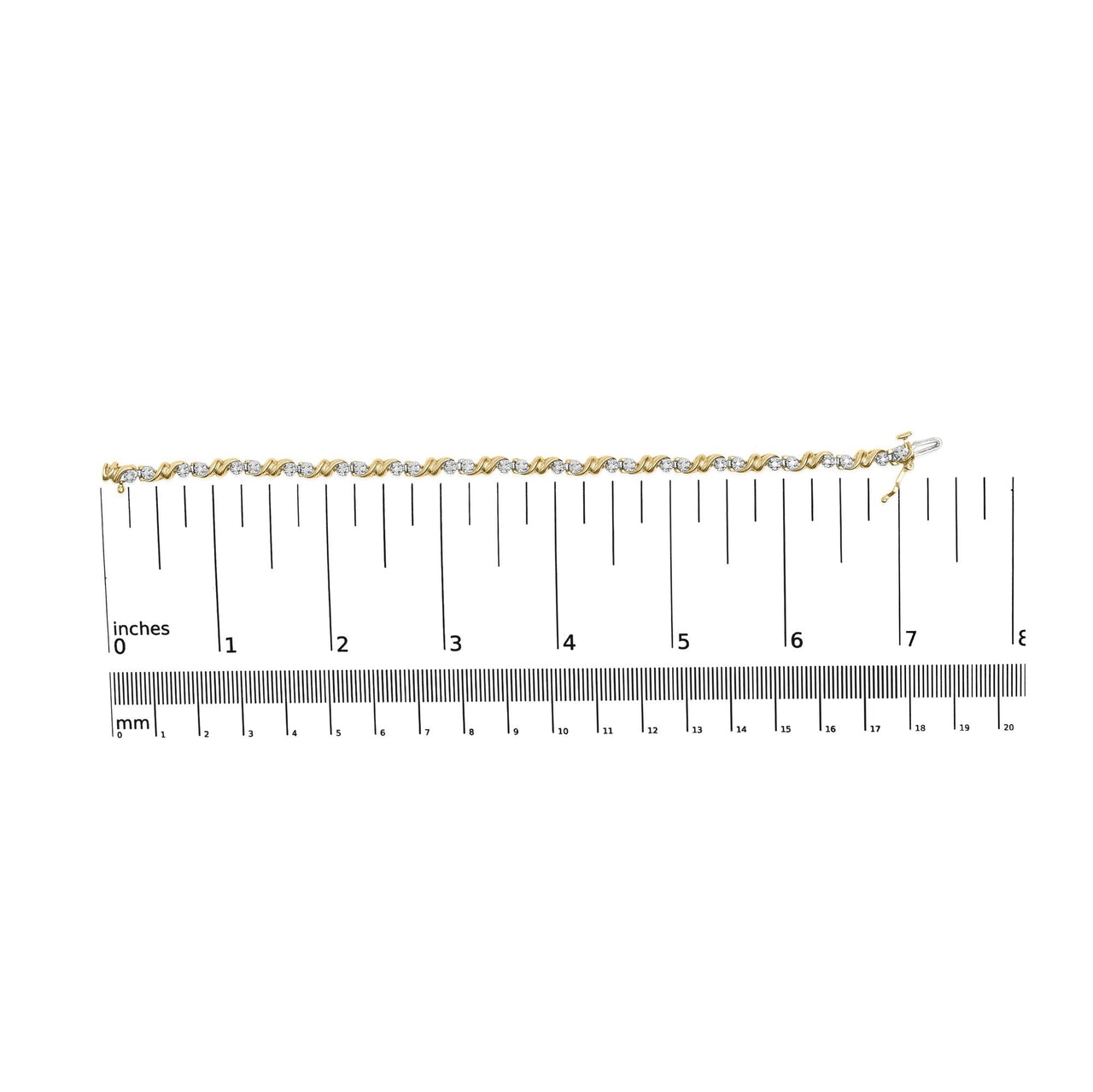 .925 Sterling Silver 1/2 Cttw Diamond Contoured Double Wave Link 7" Tennis Bracelet (I-J Color, I3 Clarity)