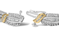 14K Two Tone Gold 3.00 Cttw Diamond Multi Row and S Link Bracelet (H-I Color, I1-I2 Clarity) - 7