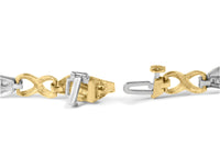 10K Two Tone Gold 1.00 Cttw Channel Set Baguette Diamond Chevron Wave Link 7