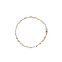 10K Two Tone Gold 1.00 Cttw Channel Set Baguette Diamond Chevron Wave Link 7
