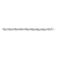14K White Gold 4.0 Cttw Invisble Set Princess-Cut Diamond Wave Style Link Bracelet (H-I Color, SI2-I1 Clarity) - 7