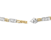 10K Two-Toned Gold 1.00 Cttw Invisible Set Princess Diamond Channel Link 7
