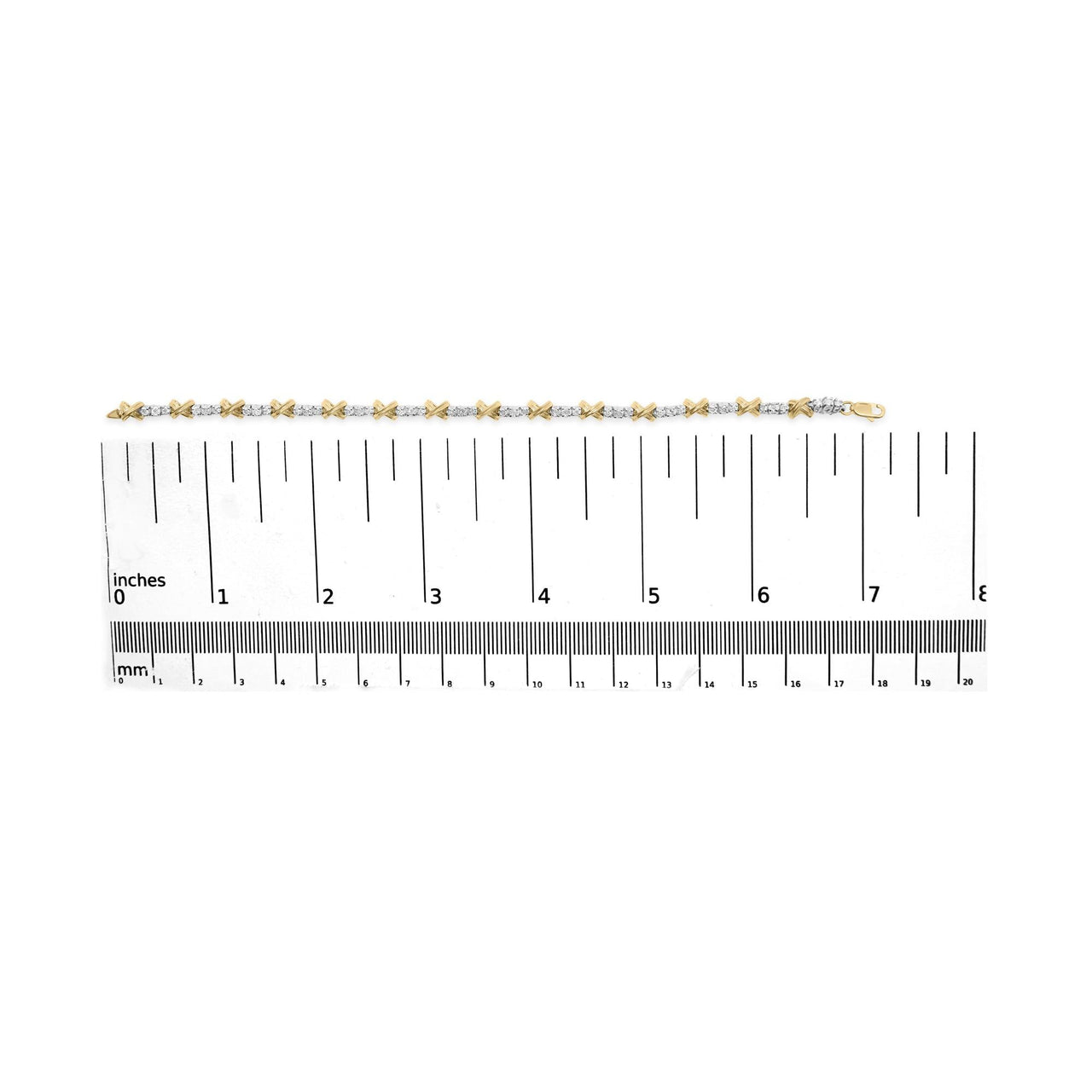 10K Two-Tone Gold 1.00 Cttw Diamond X-Link Link Bracelet