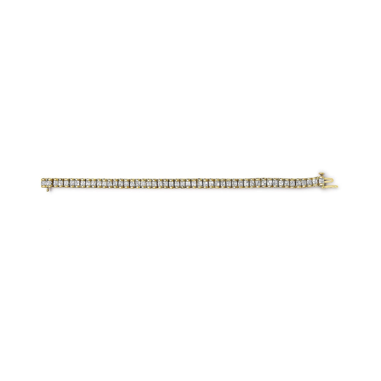 14K Gold 3.0 Cttw Princess Cut Quad Invisible Set Tennis Bracelet (H-I Color, SI1-SI2 Clarity) - 7”