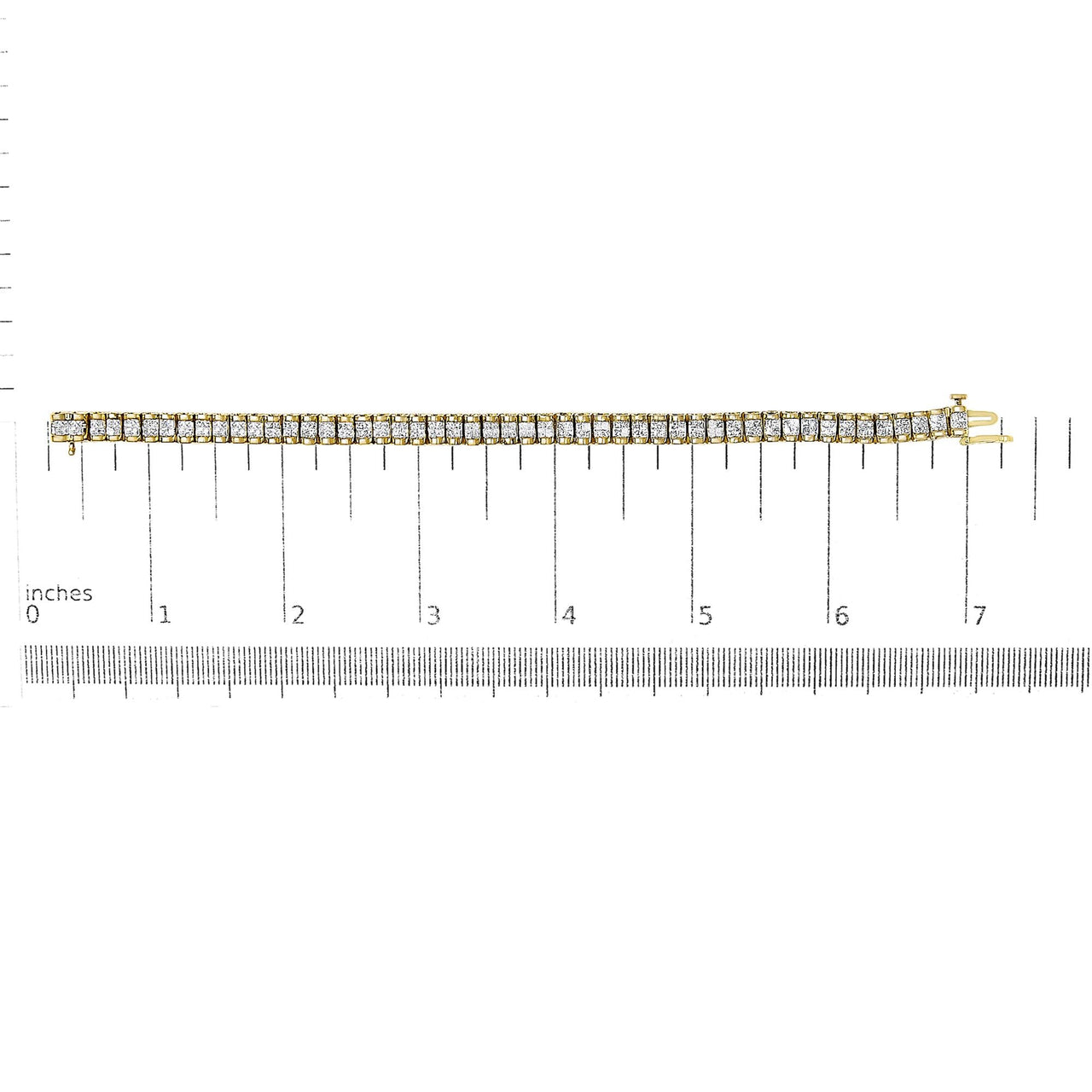 14K Gold 3.0 Cttw Princess Cut Quad Invisible Set Tennis Bracelet (H-I Color, SI1-SI2 Clarity) - 7”