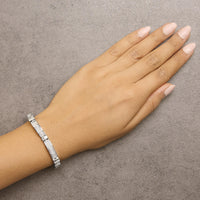 14K White Gold 7.0 Cttw Princess and Baguette Diamond Alternating Link Tennis Bracelet (H-I Color, I1-I2 Clarity) - 7