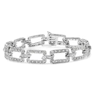 14K White Gold 3/4 Cttw Diamond Open Paperclip Link 7
