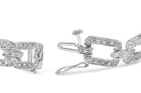 14K White Gold 3/4 Cttw Diamond Open Paperclip Link 7