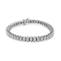 14K White Gold 3.00 Cttw Princess Diamond Composite Link Tennis Bracelet (I-J Color, I1-I2 Clarity) - 7.25