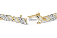 10K Yellow Gold 1.00 Cttw Diamond Wave Cluster Link Bracelet (J-K Color, SI1-SI2 Clarity) - 7