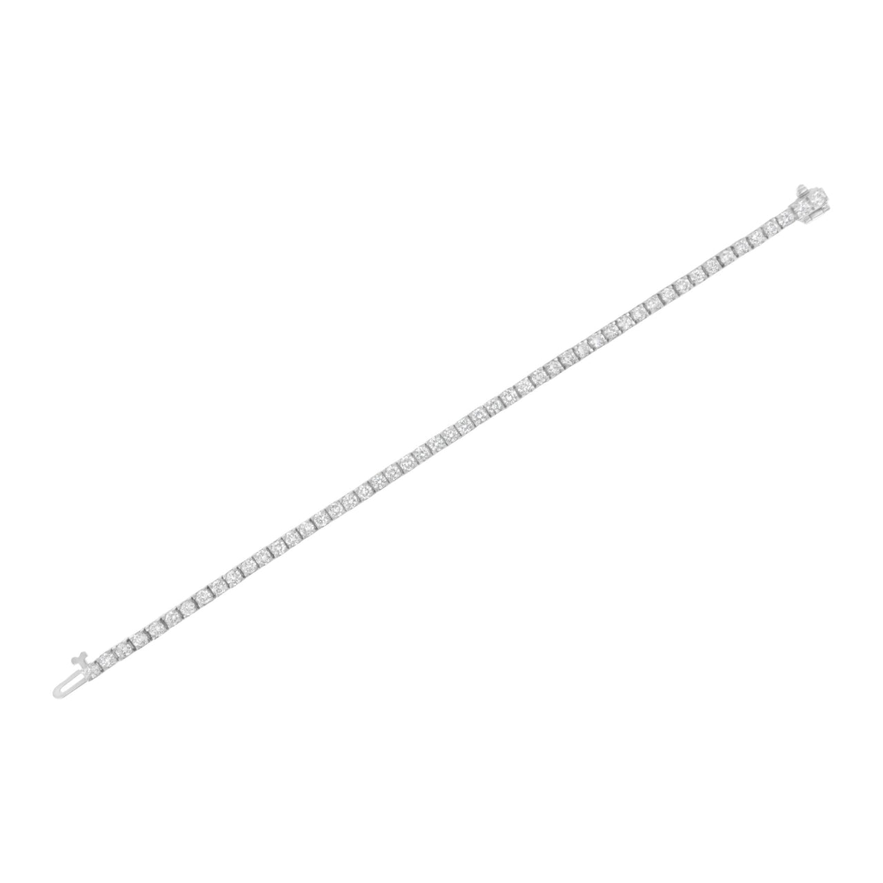 IGI Certified 5-3/4 Cttw Round-Brilliant Diamond 14K White Gold 7” Hinged Tennis Bracelet (H-I Color, I1-I2 Clarity)