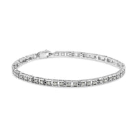 .925 Sterling Silver 1.0 Cttw Diamond Square Hybrid Link 7