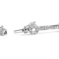 14k White Gold 1/2 Cttw Pave Diamond Bar and Hoop 7