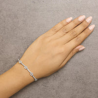 14k White Gold 1/2 Cttw Pave Diamond Bar and Hoop 7