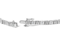 10K White Gold 1/2 Cttw Round and Channel Set Baguette Diamond Alternating Link 7