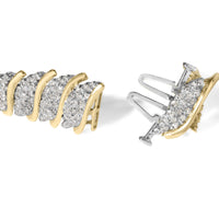 10K Yellow Gold 6.00 Cttw Pave Diamond S-Link Wave Link Bracelet (H-I Color, I2-I3 Clarity) - 7